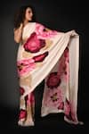 Buy_ISADAA BY ROTNA DUTT_Off White Satin, Georgette Digital Floral Print Saree With Border _Online_at_Aza_Fashions