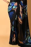 ISADAA BY ROTNA DUTT_Black Georgette Digital Printed Saree With Satin Border _Online_at_Aza_Fashions