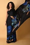 Buy_ISADAA BY ROTNA DUTT_Black Georgette Digital Printed Saree With Satin Border _Online_at_Aza_Fashions