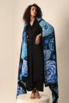 Buy_ISADAA BY ROTNA DUTT_Black Satin, Organza Digital Printed Floral Dupatta _at_Aza_Fashions
