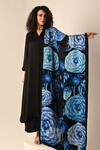 ISADAA BY ROTNA DUTT_Black Satin, Organza Digital Printed Floral Dupatta _Online_at_Aza_Fashions