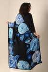Shop_ISADAA BY ROTNA DUTT_Black Satin, Organza Digital Printed Floral Dupatta _at_Aza_Fashions