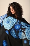 Buy_ISADAA BY ROTNA DUTT_Black Satin, Organza Digital Printed Floral Dupatta _Online_at_Aza_Fashions