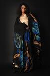 Buy_ISADAA BY ROTNA DUTT_Black Organza, Satin Digital Printed Floral Dupatta _at_Aza_Fashions