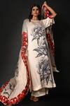 Shop_ISADAA BY ROTNA DUTT_Off White Satin, Organza Digital Printed Floral Dupatta _at_Aza_Fashions