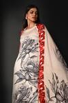 ISADAA BY ROTNA DUTT_Off White Satin, Organza Digital Printed Floral Dupatta _Online_at_Aza_Fashions