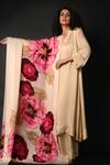 ISADAA BY ROTNA DUTT_Cream Satin, Organza Digital Printed Dupatta _Online_at_Aza_Fashions