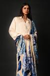 Buy_ISADAA BY ROTNA DUTT_White Organza, Satin Digital Floral Printed Dupatta _Online_at_Aza_Fashions