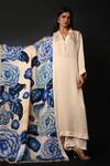 Buy_ISADAA BY ROTNA DUTT_White Organza, Satin Digital Floral Printed Dupatta _at_Aza_Fashions