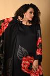 Shop_ISADAA BY ROTNA DUTT_Black Organza Digital Printed Satin Dupatta _Online_at_Aza_Fashions