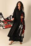Buy_ISADAA BY ROTNA DUTT_Black Satin, Organza Digital Printed Dupatta _at_Aza_Fashions
