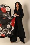 ISADAA BY ROTNA DUTT_Black Satin, Organza Digital Printed Dupatta _Online_at_Aza_Fashions