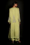 Shop_ISADAA BY ROTNA DUTT_Green Satin, Georgette, Organza Sequins, Beads, Embroidery And Cutdana Kurta Set _at_Aza_Fashions