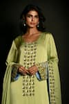 Shop_ISADAA BY ROTNA DUTT_Green Satin, Georgette, Organza Sequins, Beads, Embroidery And Cutdana Kurta Set _Online_at_Aza_Fashions