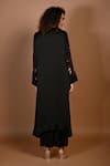 Shop_ISADAA BY ROTNA DUTT_Black Satin, Georgette Sequins, Beads, Sequins, And Zardosi Embroidered Kurta Set _at_Aza_Fashions