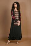 Buy_ISADAA BY ROTNA DUTT_Black Satin, Georgette Sequins, Beads, Sequins, And Zardosi Embroidered Kurta Set _Online_at_Aza_Fashions