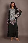 Buy_ISADAA BY ROTNA DUTT_Black Satin, Georgette Sequins, Beads, Embroidery And Cutdana Hand Kurta Set _at_Aza_Fashions