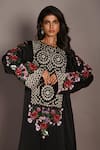 Buy_ISADAA BY ROTNA DUTT_Black Satin, Georgette Sequins, Beads, Embroidery And Cutdana Hand Kurta Set _Online_at_Aza_Fashions