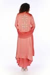 Shop_ISADAA BY ROTNA DUTT_Peach Georgette Sequins, Beads, Embroidery, Hand Kurta Palazzo And Dupatta Set _at_Aza_Fashions