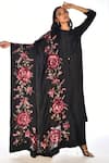 Buy_ISADAA BY ROTNA DUTT_Black Satin, Georgette, Organza Sequins, Floral Kurta Set With Dupatta _at_Aza_Fashions