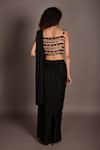 Shop_ISADAA BY ROTNA DUTT_Black Satin, Georgette Sequins, Beads, And Cutdana Embroidered Pre-draped Saree _at_Aza_Fashions
