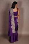 Shop ISADAA BY ROTNA DUTT Purple Satin, And Cutdana Hand Pre-draped Saree With Unstitched Blouse Piece at Aza Fashions Shop_ISADAA BY ROTNA DUTT_Purple Satin, And Cutdana Hand Pre-draped Saree With Unstitched Blouse Piece _at_Aza_Fashions