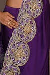 Shop ISADAA BY ROTNA DUTT Purple Satin, And Cutdana Hand Pre-draped Saree With Unstitched Blouse Piece Online at Aza Fashions Shop_ISADAA BY ROTNA DUTT_Purple Satin, And Cutdana Hand Pre-draped Saree With Unstitched Blouse Piece _Online_at_Aza_Fashions