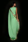 Shop_ISADAA BY ROTNA DUTT_Green Georgette, Satin Embroidery, Sequins, Beads And Cutdana Hand Saree Set _at_Aza_Fashions