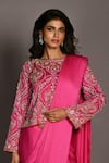 Shop_ISADAA BY ROTNA DUTT_Pink Satin, Georgette Sequins, Beads, Embroidery Boat And Cutdana Hand Saree Set _Online_at_Aza_Fashions