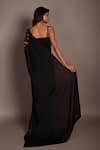Shop_ISADAA BY ROTNA DUTT_Black Satin, Georgette Sequins, Stones, Zari And Zardosi Hand Embroidered Saree _at_Aza_Fashions