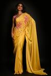 Buy_ISADAA BY ROTNA DUTT_Yellow Georgette, Satin Sequins, Beads, Embroidery And Cutdana Saree _Online_at_Aza_Fashions