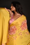 Shop_ISADAA BY ROTNA DUTT_Yellow Georgette, Satin Sequins, Beads, Embroidery And Cutdana Saree _Online_at_Aza_Fashions