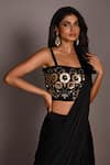 Buy_ISADAA BY ROTNA DUTT_Black Georgette, Satin Sequins, Beads, Embroidery And Cutdana Saree Blouse Set _Online_at_Aza_Fashions