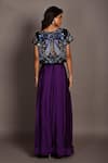 Shop_ISADAA BY ROTNA DUTT_Black Satin, Georgette, Organza Sequins, Paisley And Cutdana Crop Top & Skirt _at_Aza_Fashions