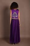 Shop_ISADAA BY ROTNA DUTT_Purple Satin, Georgette, Organza Sequins, Beads, And Cutdana Crop Top & Skirt _at_Aza_Fashions