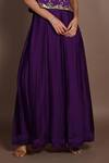 ISADAA BY ROTNA DUTT_Purple Satin, Georgette, Organza Sequins, Beads, And Cutdana Crop Top & Skirt _Online_at_Aza_Fashions