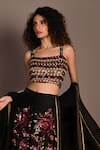 ISADAA BY ROTNA DUTT_Black Satin, Georgette, Organza Sequins, Beads, And Zardosi Hand Lehenga Set _Online_at_Aza_Fashions