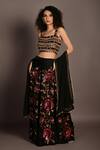 Buy_ISADAA BY ROTNA DUTT_Black Satin, Georgette, Organza Sequins, Beads, And Zardosi Hand Lehenga Set _Online_at_Aza_Fashions