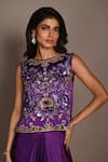 Buy_ISADAA BY ROTNA DUTT_Purple Satin, Georgette Sequins, Beads, Embroidery And Cutdana Top & Draped Skirt _Online_at_Aza_Fashions