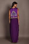 Shop_ISADAA BY ROTNA DUTT_Purple Satin, Georgette Sequins, Beads, Embroidery And Cutdana Top & Draped Skirt _at_Aza_Fashions