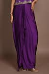 Shop_ISADAA BY ROTNA DUTT_Purple Satin, Georgette Sequins, Beads, Embroidery And Cutdana Top & Draped Skirt _Online_at_Aza_Fashions