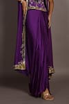Buy_ISADAA BY ROTNA DUTT_Purple Satin, Georgette, Organza Embroidery, Hand Jacket And Draped Skirt Set _Online_at_Aza_Fashions