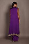 Buy_ISADAA BY ROTNA DUTT_Purple Satin, Georgette, Organza Embroidery, Hand Jacket And Draped Skirt Set 