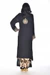 Shop_ISADAA BY ROTNA DUTT_Black Satin, Georgette, Organza Embroidery, Zardosi Jacket With Top And Pant _at_Aza_Fashions