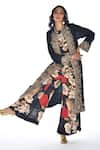 Buy_ISADAA BY ROTNA DUTT_Black Satin, Georgette, Organza Embroidery, Zardosi Jacket With Top And Pant _at_Aza_Fashions