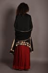 Shop_ISADAA BY ROTNA DUTT_Black Satin, Georgette, Organza Sequins, Beads, Floral Hand Kurta Lehenga Set _at_Aza_Fashions