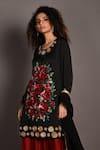 ISADAA BY ROTNA DUTT_Black Satin, Georgette, Organza Sequins, Beads, Floral Hand Kurta Lehenga Set _Online_at_Aza_Fashions