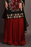 Shop_ISADAA BY ROTNA DUTT_Black Satin, Georgette, Organza Sequins, Beads, Floral Hand Kurta Lehenga Set _Online_at_Aza_Fashions
