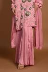 ISADAA BY ROTNA DUTT_Pink Georgette, Satin, Organza Sequins, Beads, And Cutdana Hand Sharara Set _Online_at_Aza_Fashions