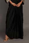 ISADAA BY ROTNA DUTT_Black Satin, Georgette And Cutdana Crop Top With Draped Skirt & Zardosi Jacket _Online_at_Aza_Fashions